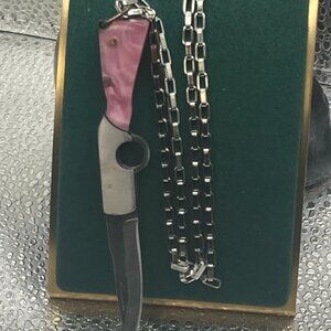 Handmade Witch B*tch Pink Knife Necklace